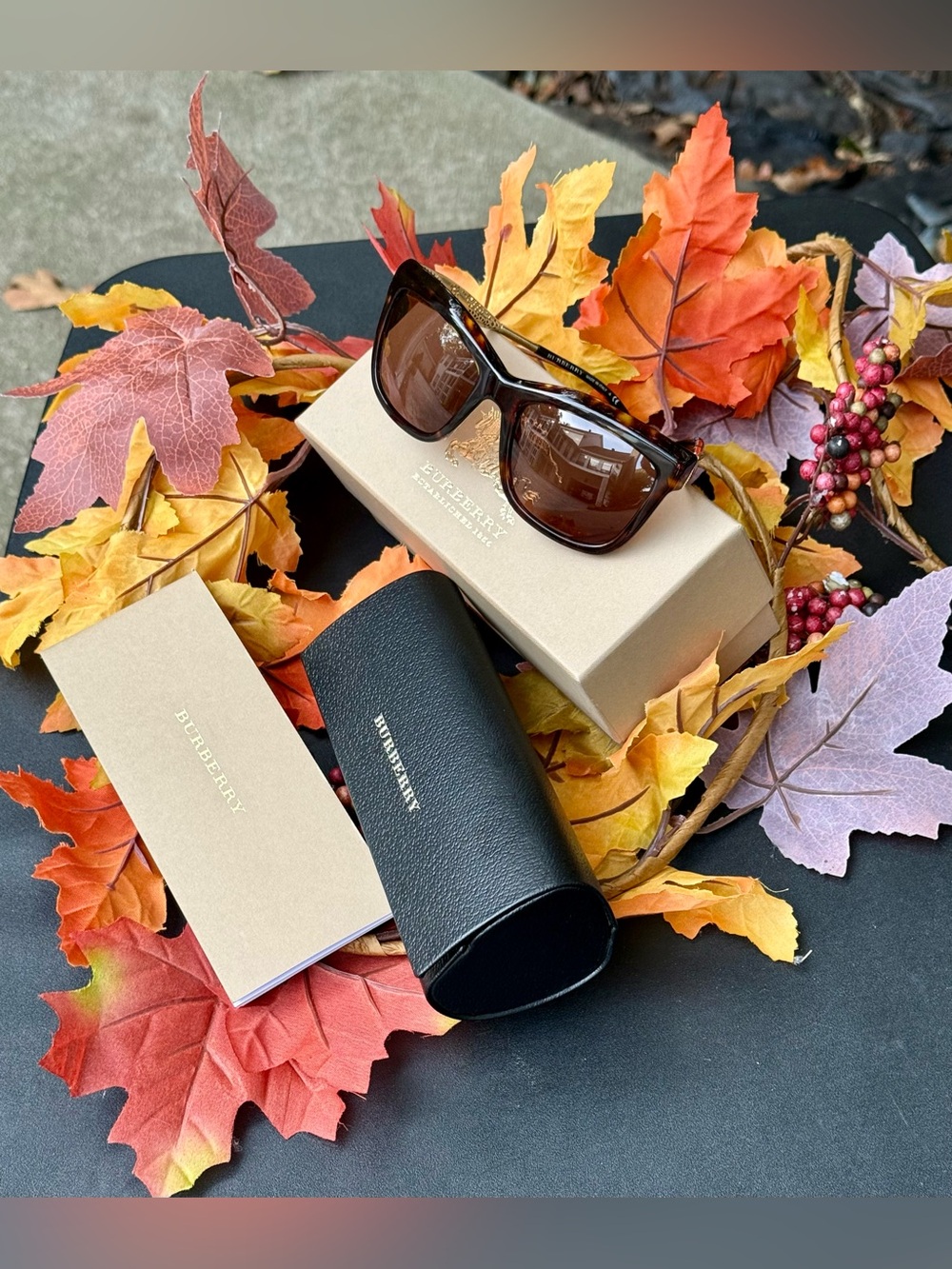 Burberry Tortoiseshell Frame Sunglasses with Brown Lenses